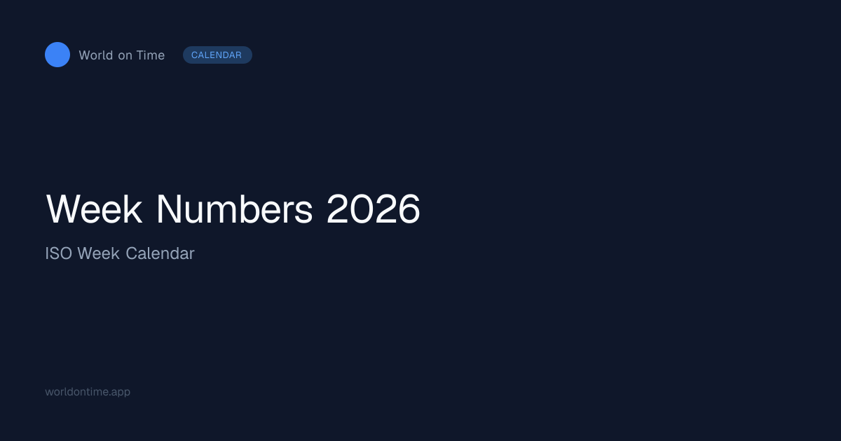 ISO Week Numbers 2026 — Week Calendar | World on Time